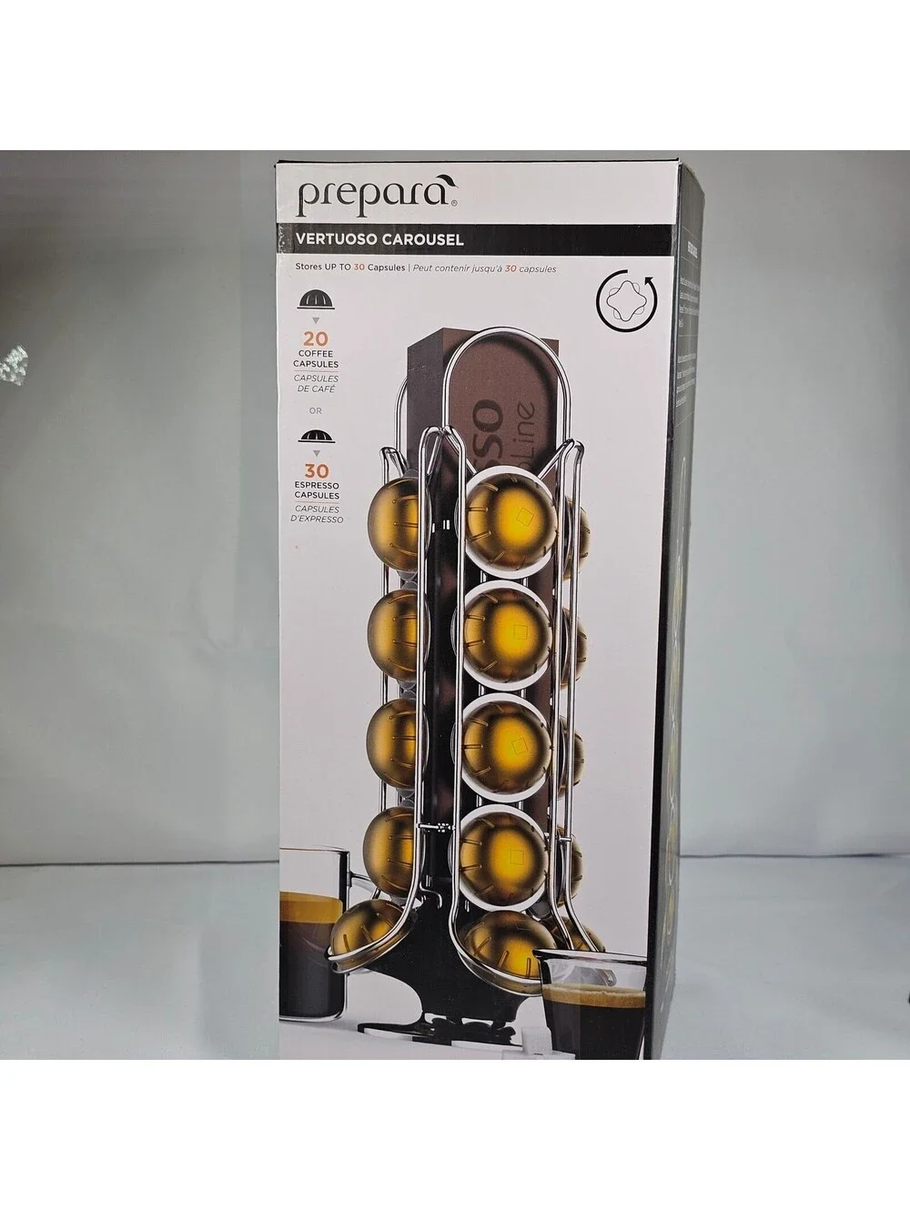 Prepara Vertuoso Carousel Nespresso VertuoLine Coffee Pod Holder 30 Capsule Rack